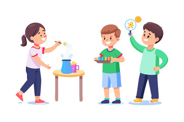 Fototapeta premium Children engaged in fun science experiments and activities