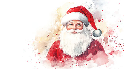 Christmas watercolor Santa Claus character cute holiday festive illustration for winter celebration greetings cards and posters