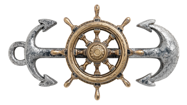 Nautical Anchor and Ship Wheel Decor