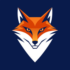 Obraz premium Minimal Fox Head with Fiery Orange and Deep Blue Contrast in Angular Form