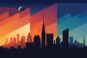 Obraz premium time lapse skyline from morning to night .eps