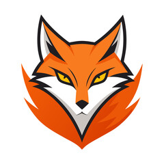 Digital Fox Mascot with Piercing Eyes and Symmetrical Negative Space Design
