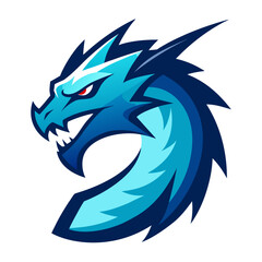 Furious Icy Dragon with Coiled Motion and Deep Blue Elemental Gradients