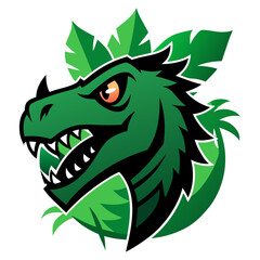 Snarling Raptor in Jungle Profile with Sharp Teeth and Bold Green Accents