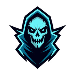 Obraz premium Spectral Esports Mask Logo with Eerie Glow and Stylized Glitch Effects