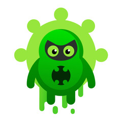 Hazard Pathogen Character with Green Drips and Purple Sci-Fi Badge