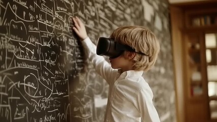 Young explorer in virtual reality, interacting with innovative digital educational environments - Powered by Adobe
