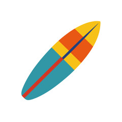 Colorful surfboard graphic with geometric pattern and black background