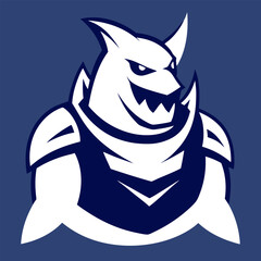 Mighty Shark Warrior Icon with Sleek Armor and White-Outlined Dark Crest