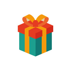 Obraz premium Stylized isometric gift box with orange ribbon and bow
