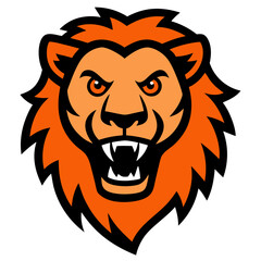 Obraz premium Expressive Cartoon Lion Mascot with Black Outlines and White Teeth