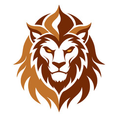 Tribal Lion Face with Earth Tones, Energetic Fur Lines, and Glowing Strokes