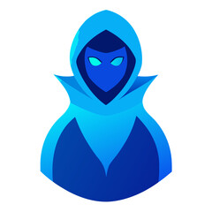 Glowing Ninja Figure with Blue Gradients and Subtle Vector Shadows