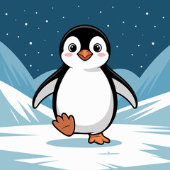 Naklejka premium Vector SVG Illustration of Adorable Penguin in Flat Modern Style with Bright Colors Suitable for Children's Digital Media