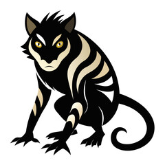 Stylized Jungle Predator in Pounce Pose with Clean Vector on Cream Background