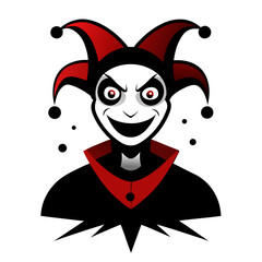 Creepy Jester Mascot with Smirk and Grungy Comic Background Design