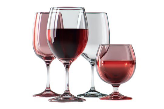 Wine glasses filled with red wine on black background - Powered by Adobe