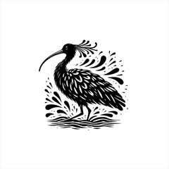 Artistic ibis bird drawing