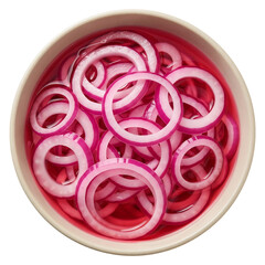 Pickled red onion rings in brine, culinary image