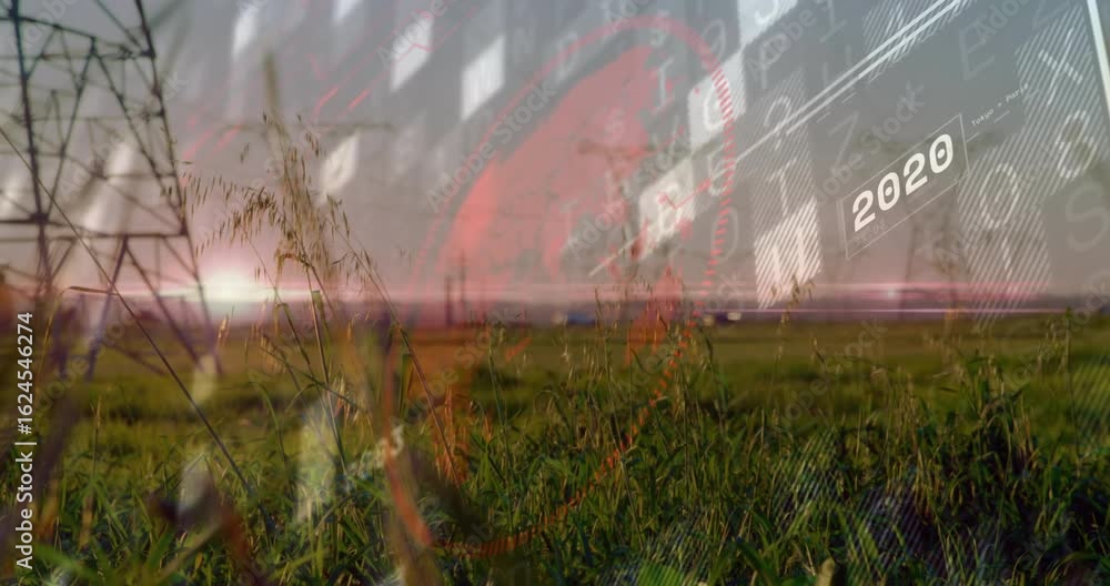 Poster after stillness digital overlay fading over dusk pylon red ring pulsing updating timeline progress