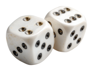 Dice rolling action game night type view fun concept isolated on transparent background