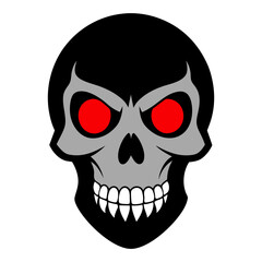 Smirking Skull with Glowing Red Eye and Underlit Dramatic Highlights