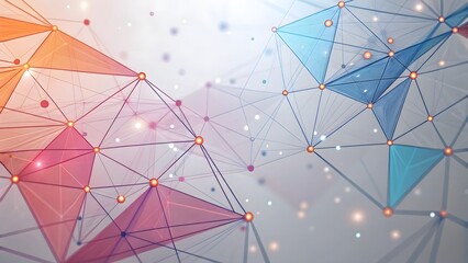 Abstract network of connected points and lines with vibrant color scheme Background