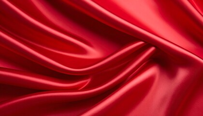 Fototapeta premium Rich red fabric with elegant, flowing folds and soft sheen (2)