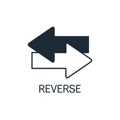 Double arrows pointing in opposite directions.Reverse movement.Vector linear icon isolated on white background.
