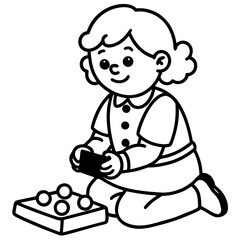 little boy playing chess