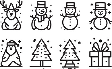 Vintage doodle art book featuring a set of Christmas holiday vector icons and medieval castle illustrations