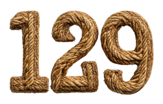 Rope number display for unique ideas natural lighting view isolated on transparent background