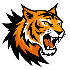 Roaring tiger with angular fur and glowing eyes, set against a high-speed slashed backdrop