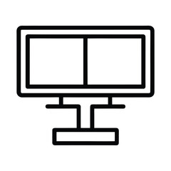 Dual Monitor Setup Outline Vector Illustration
