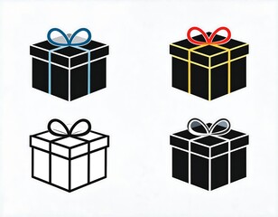 Fototapeta premium Colorful vector illustration of a set of gift boxes with ribbons and bows, perfect for any holiday celebration like Christmas or a birthday surprise