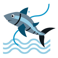 Robotic Shark with Chrome Body and Electric Trail in Data Wave Scene