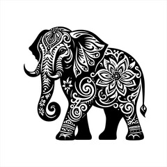 Vector art of ornate elephant with tribal patterns