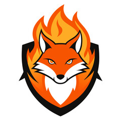 Fierce Fox Clutching Basketball on Flaming Esport Badge