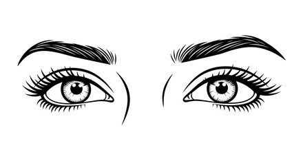 Fototapeta premium Illustration of expressive eyes with long eyelashes for beauty and femininity concept