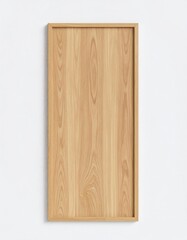 Wooden Framed Rectangular Panel with Neutral Tones on a Clean White Wall Backdrop