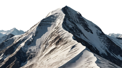 Majestic snow capped mountain peak under a clear sky, ideal for adventure and outdoor themed projects