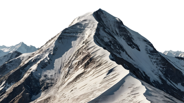 Majestic snow capped mountain peak under a clear sky, ideal for adventure and outdoor themed projects