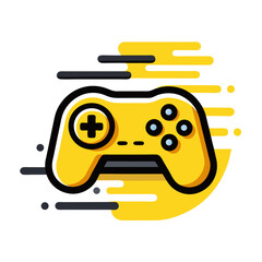 Yellow-Black Game Controller Icon with Motion Trails and Modern Tech Vector Layers