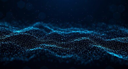 Fototapeta premium Abstract liquid blue background with light waves and shiny bubbles