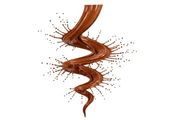 Dynamic splash of melted chocolate isolated on white