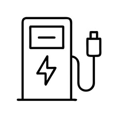 Charging station for electric vehicles with modern thin line design. ESG Icon, Environmental.  