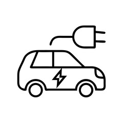 Electric car charging with plug illustration in modern thin line style .ESG Icon
