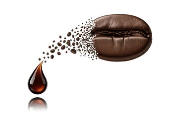 Coffee bean dissolving into a drop of liquid