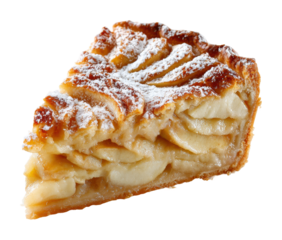 Delicious homemade apple pie slice bakery food cozy kitchen view isolated on transparent background