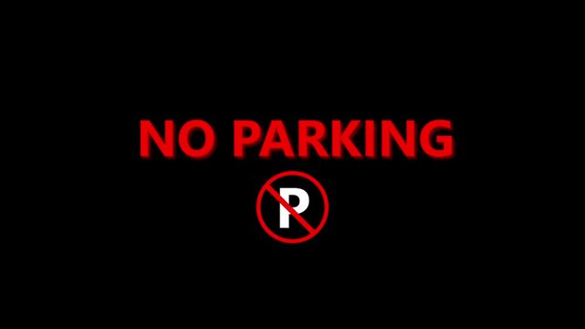 Red circle no parking sign animation. White P symbol represents restricted parking areas in urban environments. Animated no parking symbol for city traffic control.